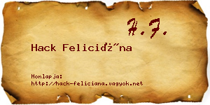 Hack Feliciána névjegykártya